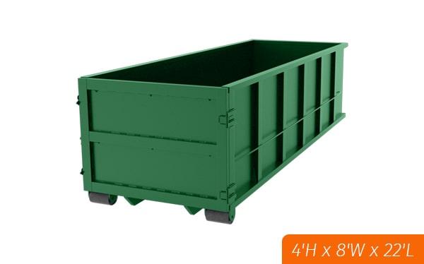 there is typically a delivery fee associated with 20 yard dumpsters, depending on the location